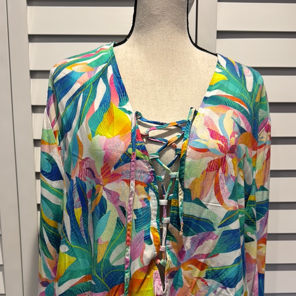 La Blanca Multicolor Floral Swim Coverup - Picture 2 of 8